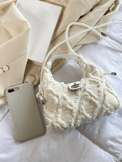 Sac hobo denim miniature à fermoir tournant pour femmes