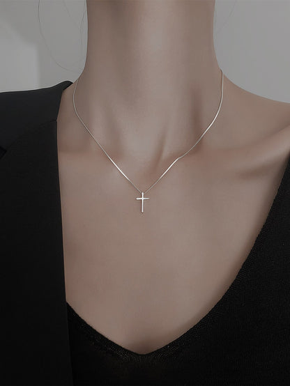 Collier croix cristal or