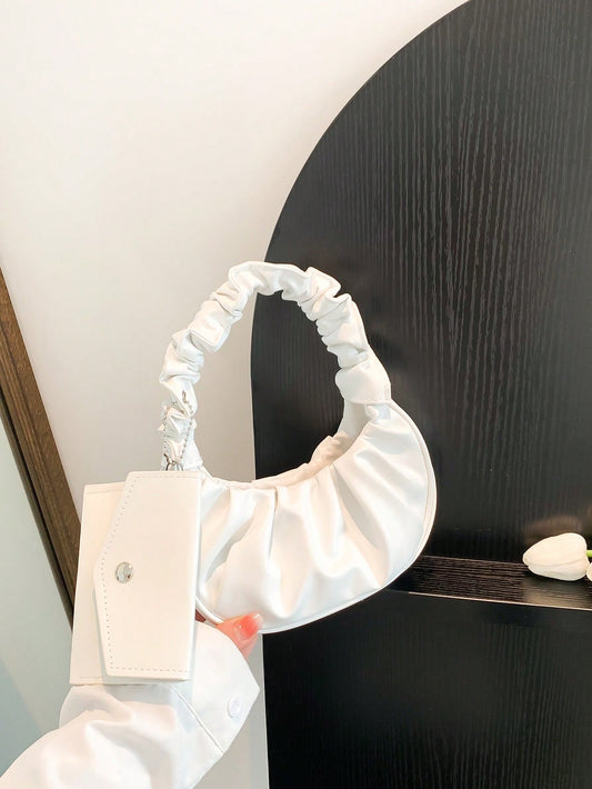 Set 2 pièces : Porte-monnaie et Sac croissant plissé pour Femmes
