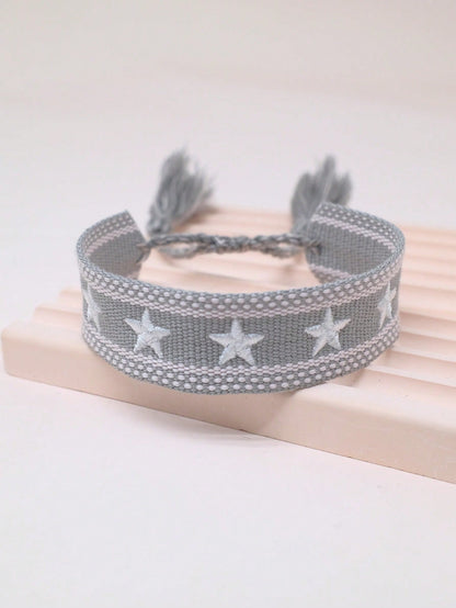 Bracelet étoile brodé à franges