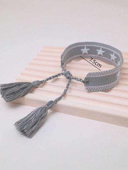 Bracelet étoile brodé à franges