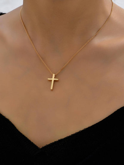 Collier croix cristal or