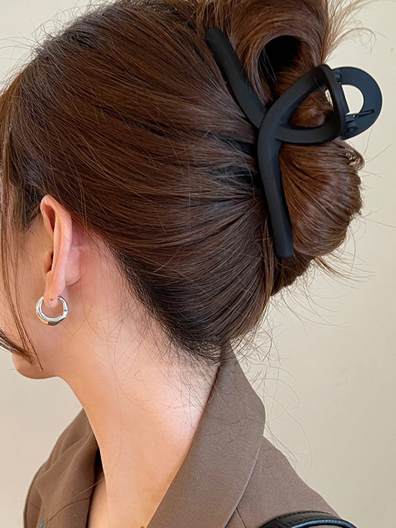 Pinces à cheveux 3 pièces, grande taille, marron et noir
