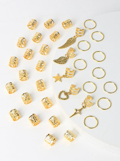 Ensemble 35 pièces accessoires cheveux style hippie doré