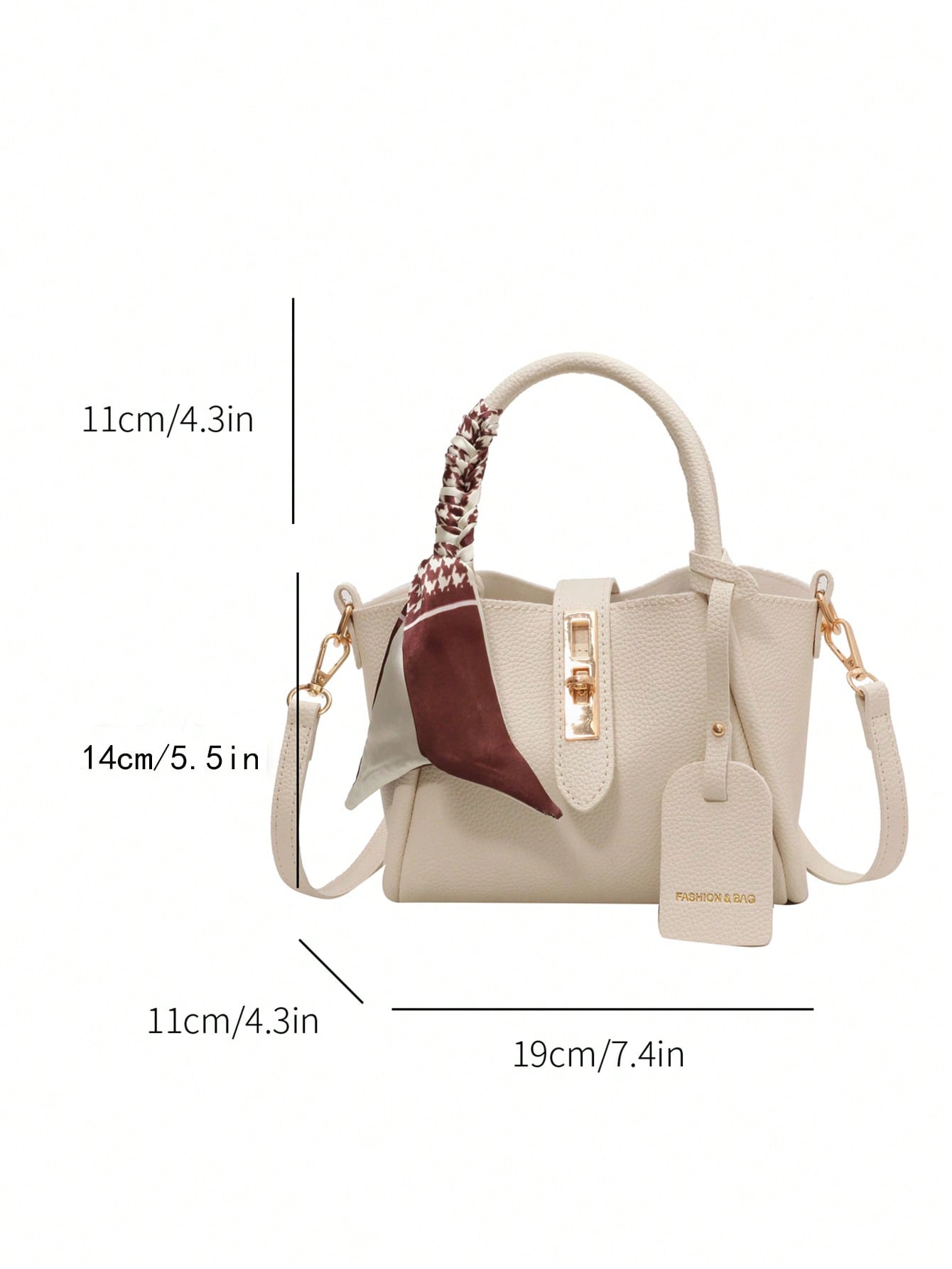Sac fourre-tout PU femme avec foulard, bandoulière ou épaule