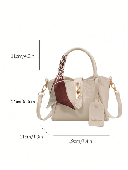 Sac fourre-tout PU femme avec foulard, bandoulière ou épaule