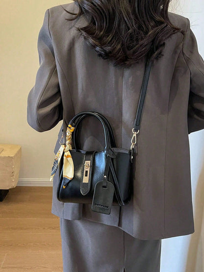 Sac banane en PU avec boucle de verrouillage et foulard gratuit pour femmes