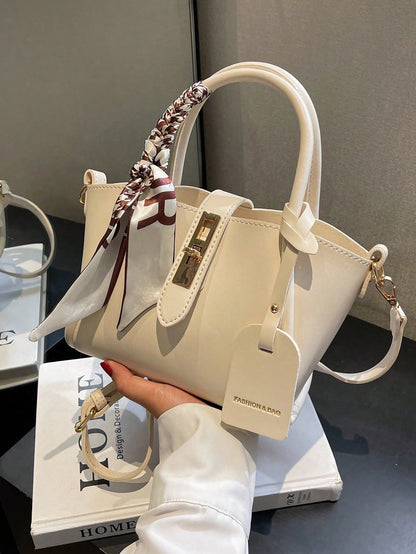 Sac fourre-tout PU avec foulard en soie - Sac à main pour femmes