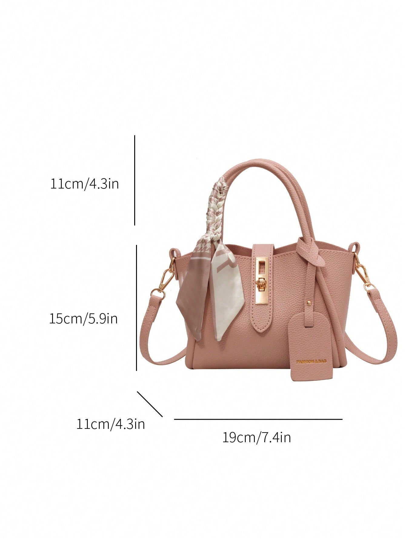 Sac à main PU avec sangle et foulard - Usage quotidien
