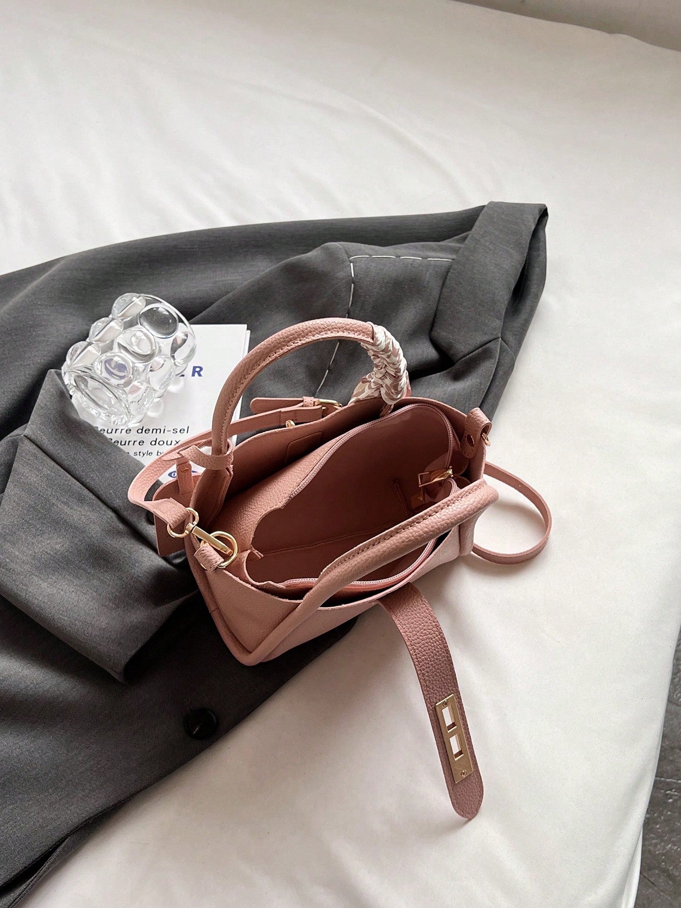 Sac à main PU avec sangle et foulard - Usage quotidien