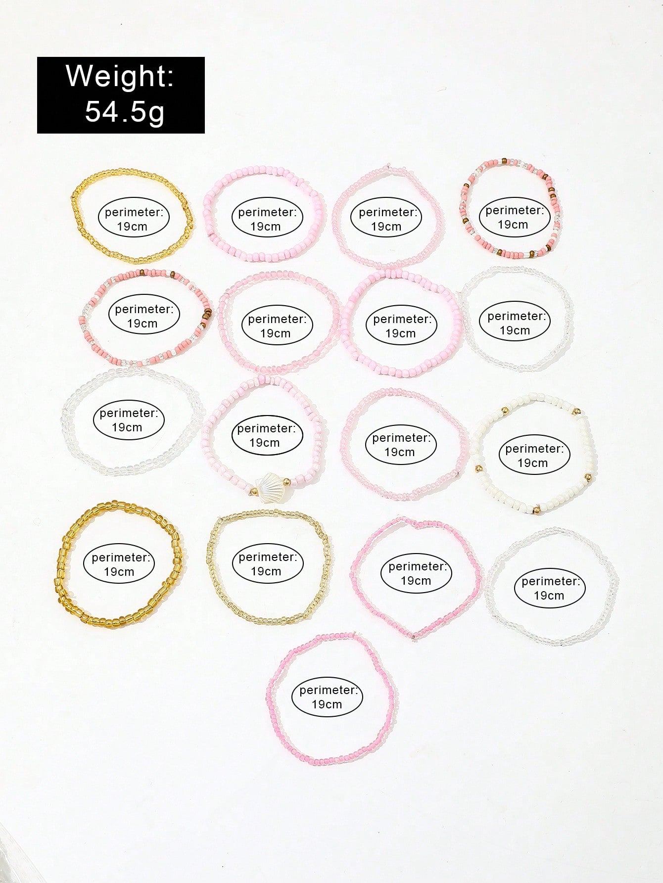 Set de 17 bracelets créatifs avec perles roses et charmes