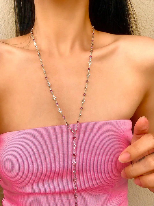 Collier pendentif Y doré/argenté brillant