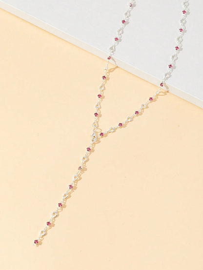 Collier pendentif Y doré/argenté brillant