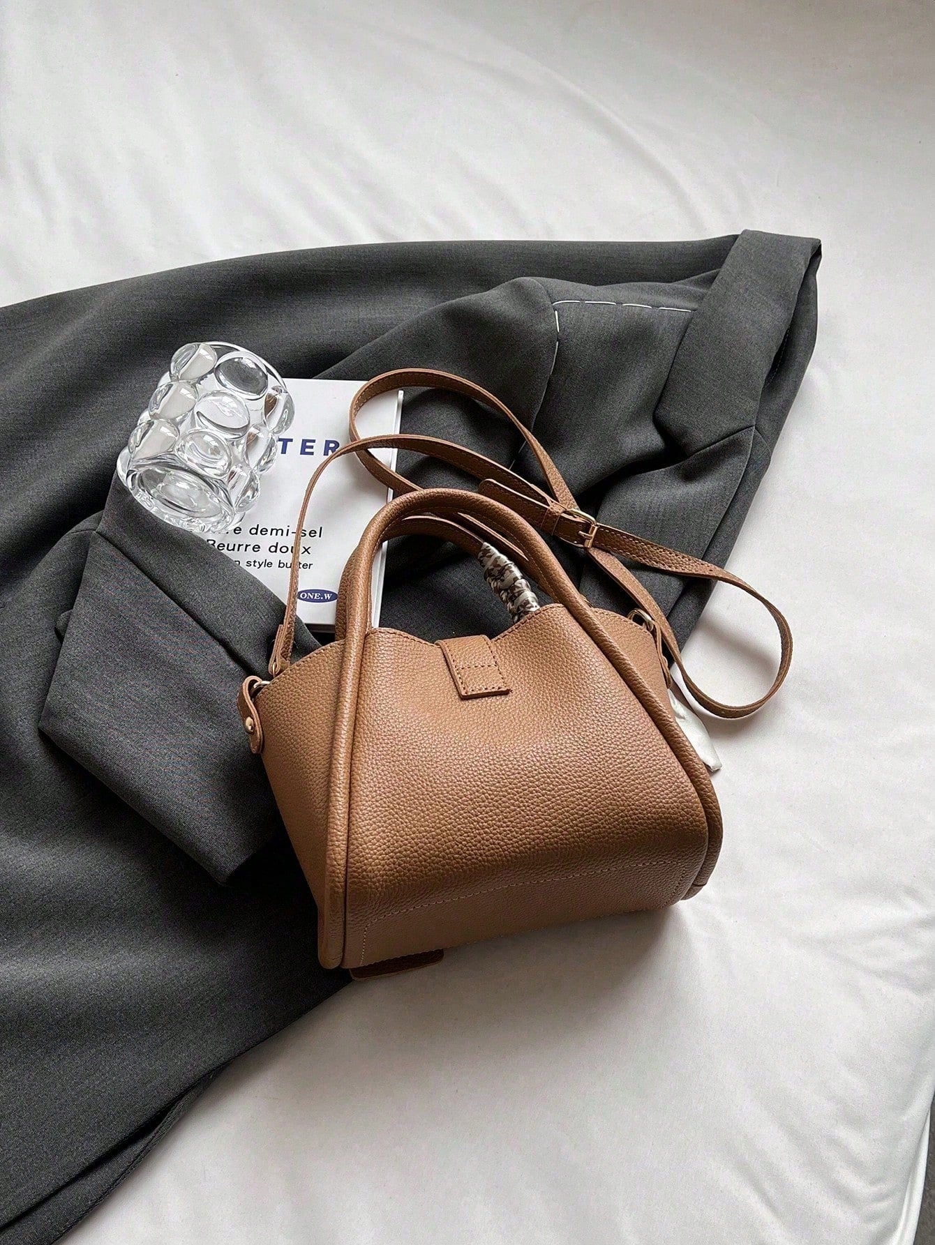 Sac bandoulière en PU avec boucle et écharpe