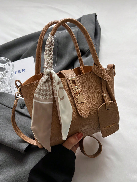 Sac bandoulière en PU avec boucle et écharpe