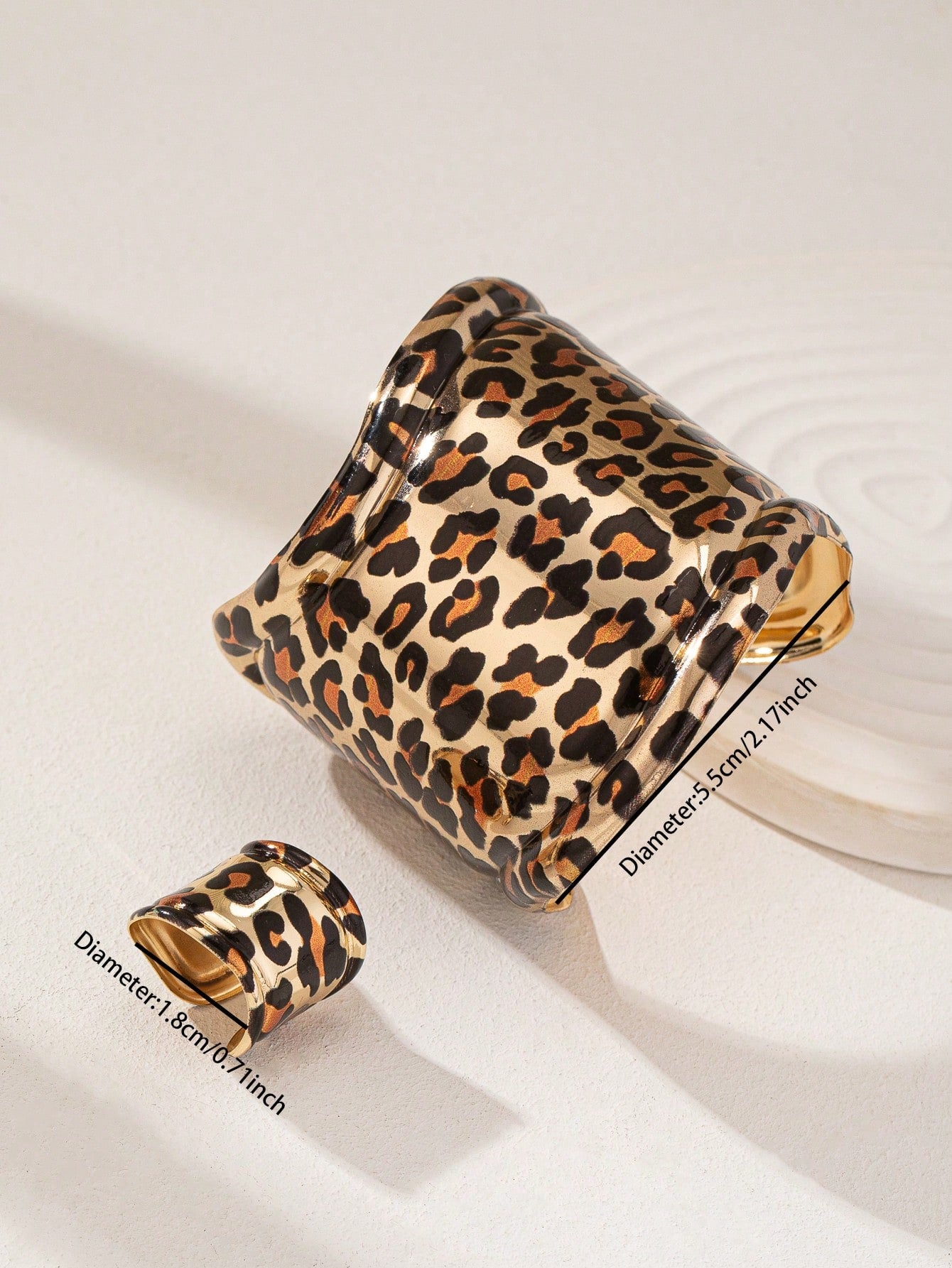 Set bracelet et bague imprimé léopard pour femmes