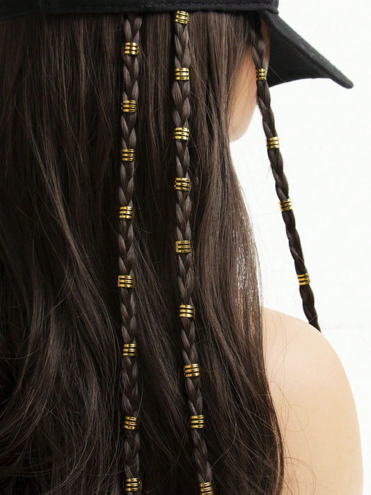 60 Perles de dreadlocks à 3 anneaux, accessoires de coiffure clipsables