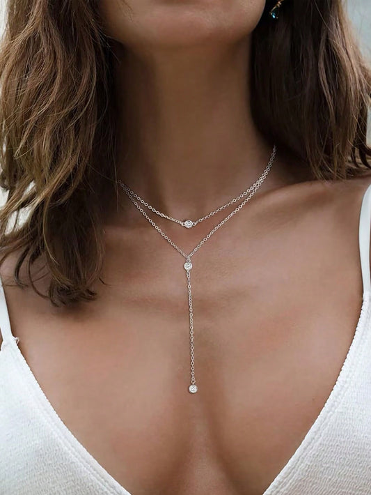 Collier pendentif Y strass pour femmes