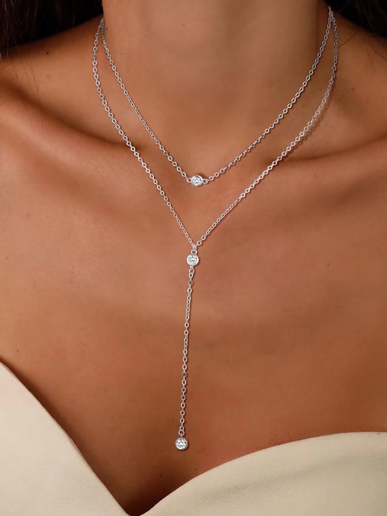 Collier pendentif Y strass pour femmes