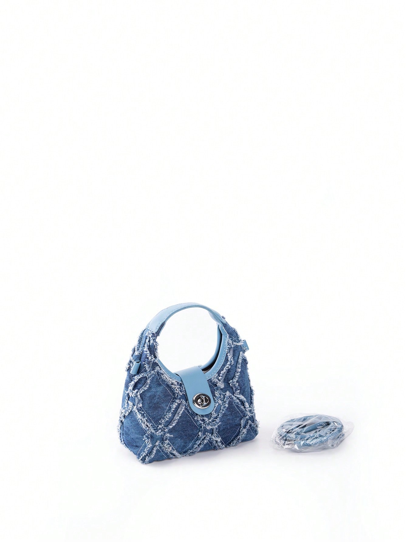 Sac hobo en denim vintage pour femmes avec serrure torsadée