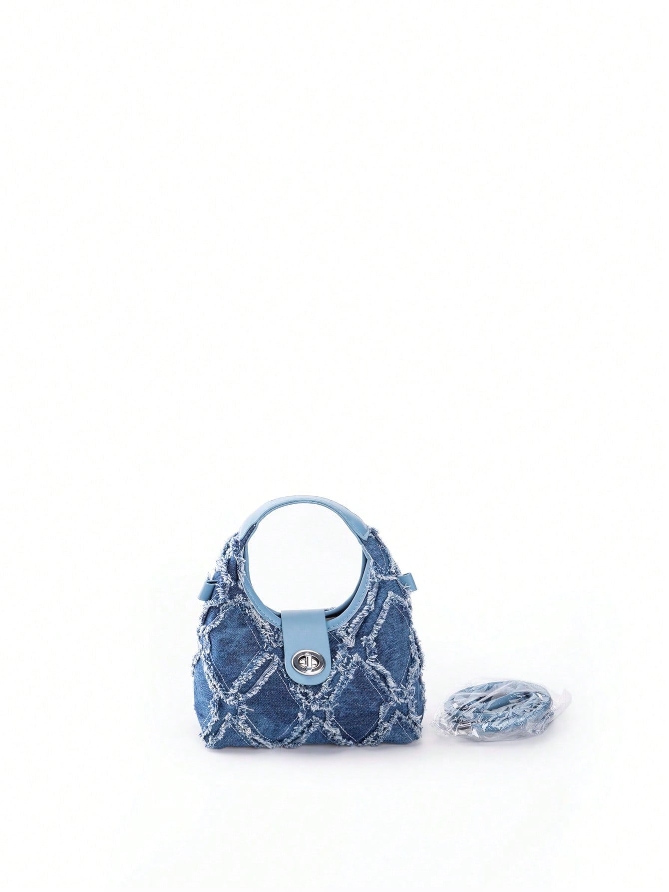 Sac hobo en denim vintage pour femmes avec serrure torsadée