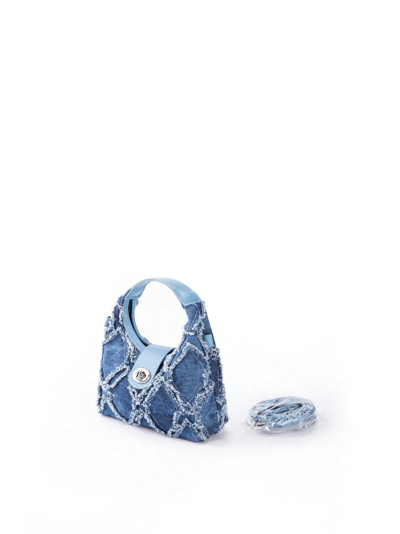 Sac hobo en denim vintage pour femmes avec serrure torsadée