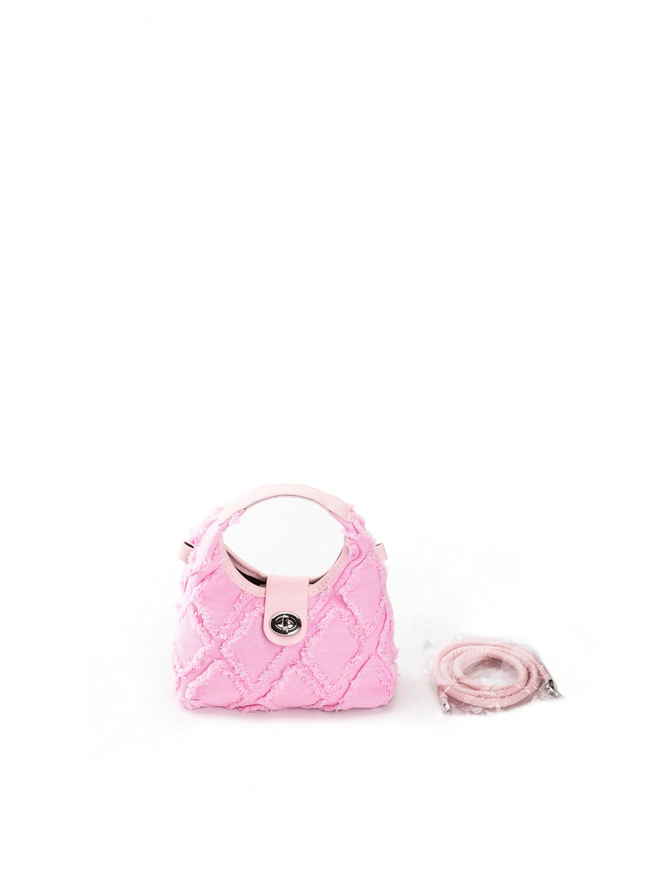 Sac hobo mini léger en cuir rose avec fermoir torsadé