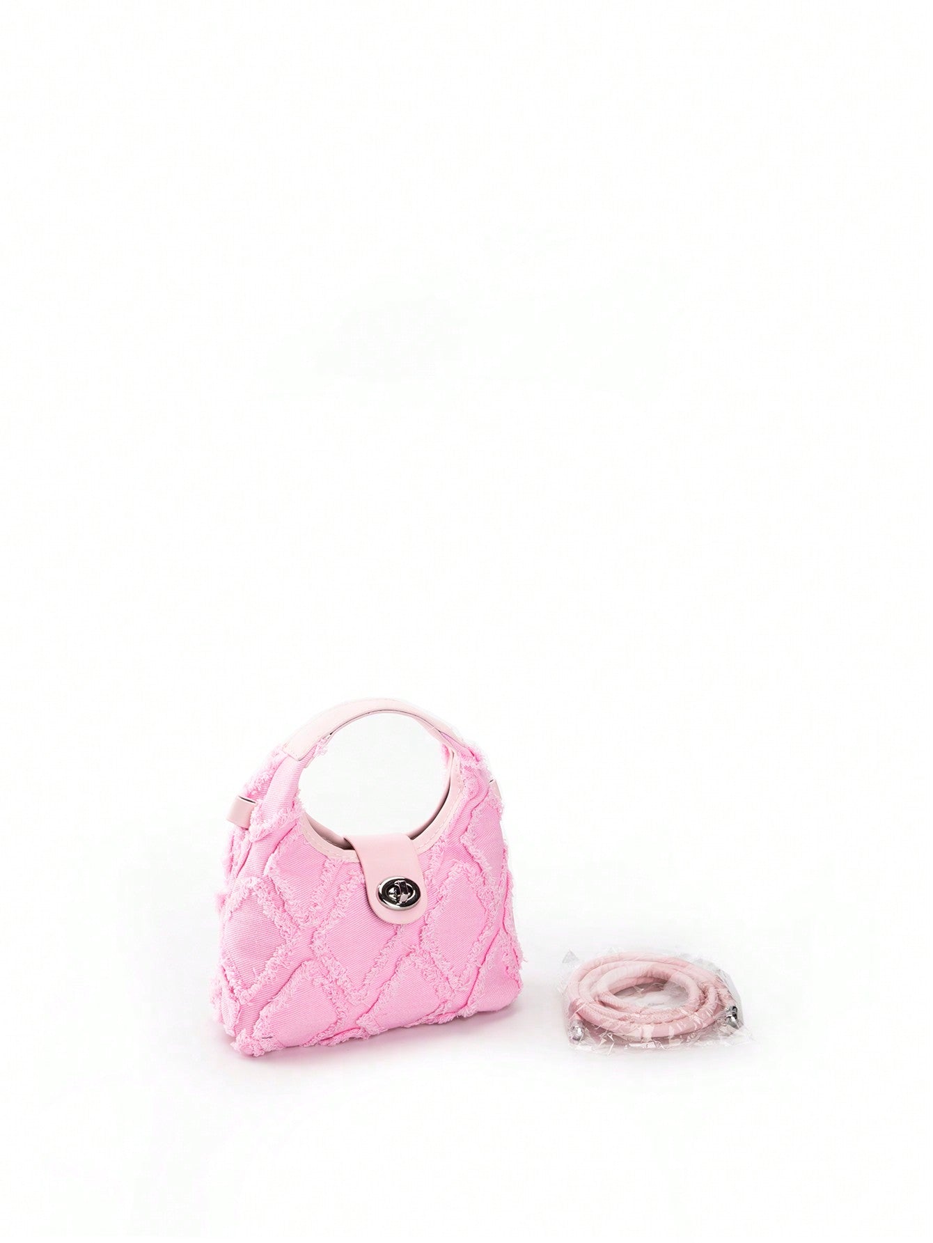 Sac hobo mini léger en cuir rose avec fermoir torsadé