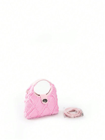 Sac hobo mini léger en cuir rose avec fermoir torsadé