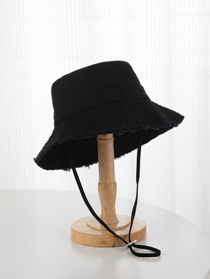 Chapeau de seau unisexe à bords effilochés, protection solaire