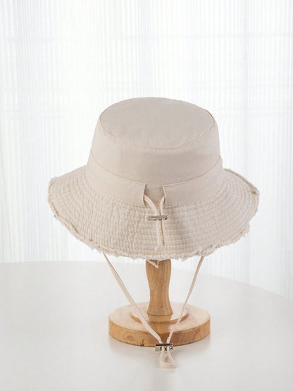Chapeau de seau unisexe à bords effilochés, protection solaire
