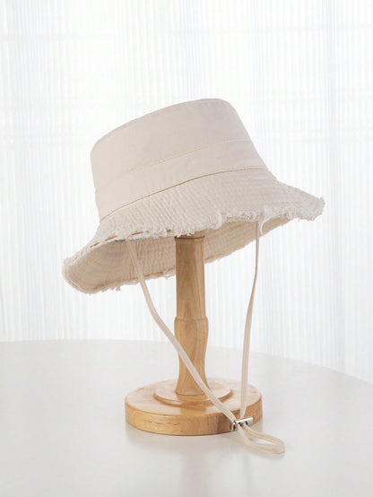 Chapeau de seau unisexe à bords effilochés, protection solaire
