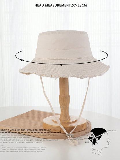 Chapeau de seau unisexe à bords effilochés, protection solaire