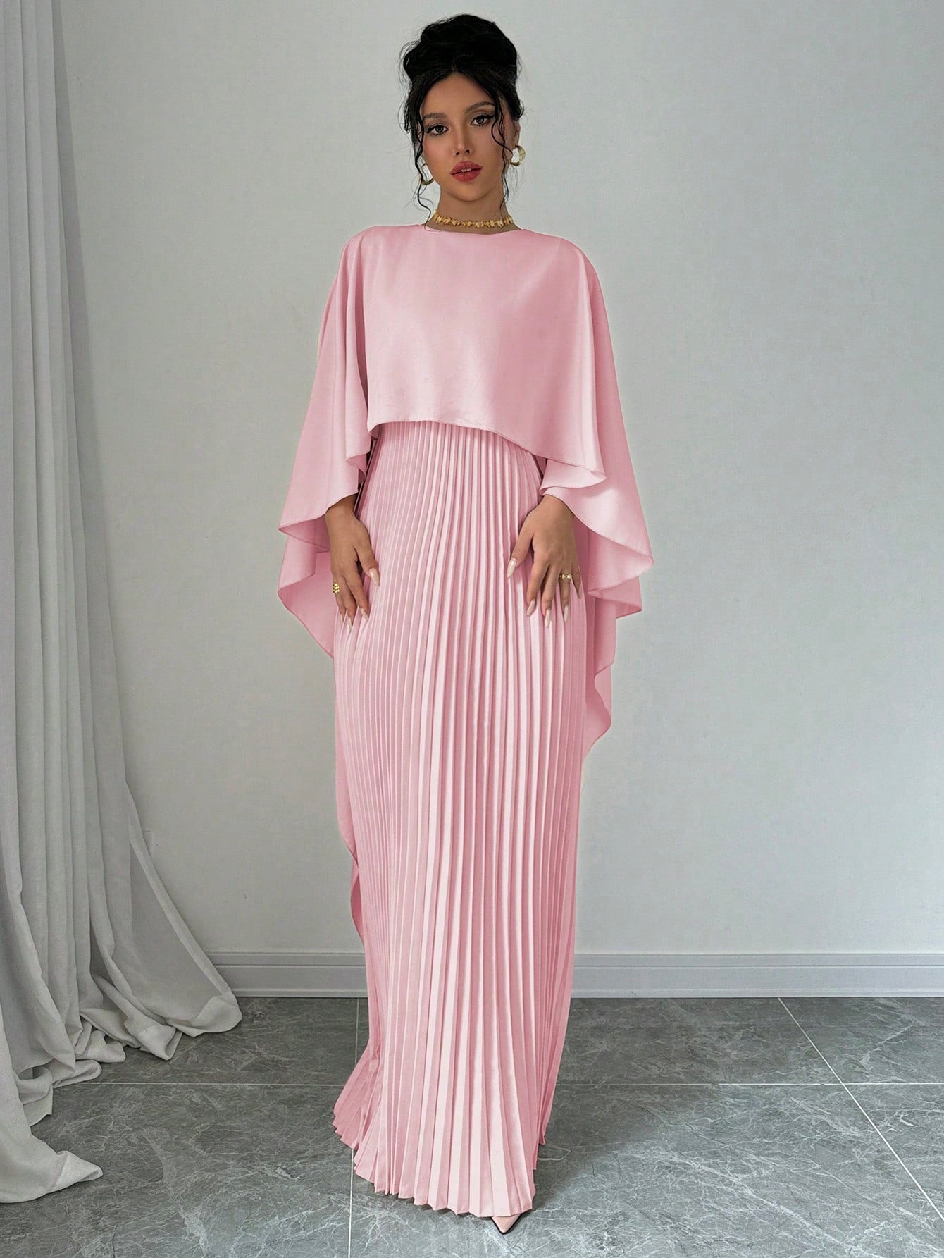 Robe maxi décontractée col châle pour femme
