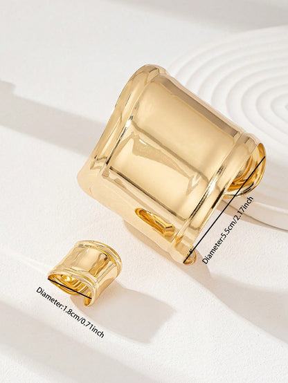 Set bracelet et anneau doré pour femmes