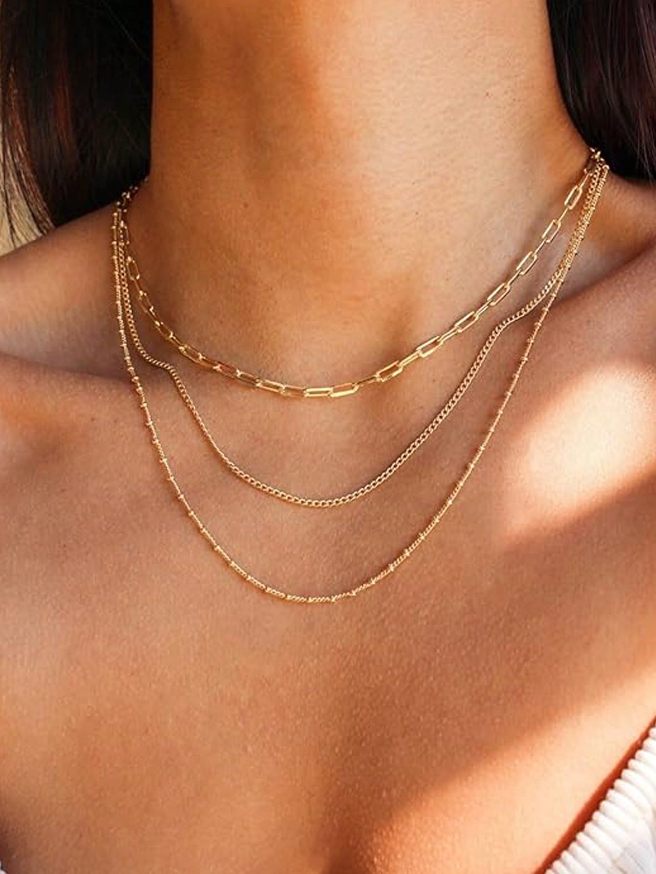 Collier à chaîne minimaliste 3 pièces