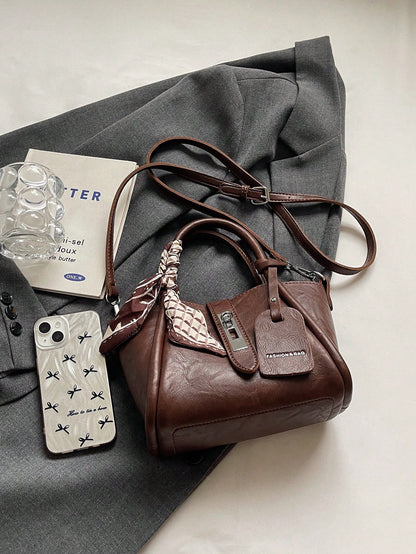 Sac fourre-tout en PU avec sangle amovible et foulard offert