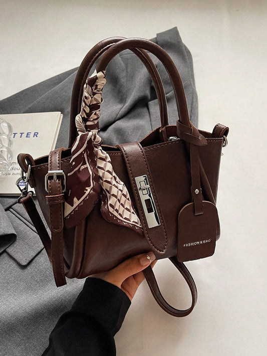 Sac fourre-tout en PU avec sangle amovible et foulard offert