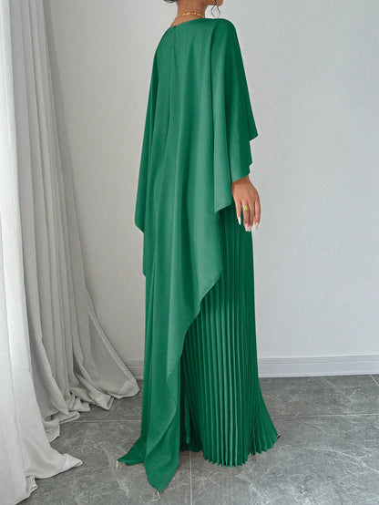 Robe plissée maxi femme unie printemps automne