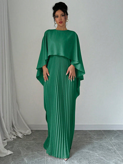 Robe plissée maxi femme unie printemps automne