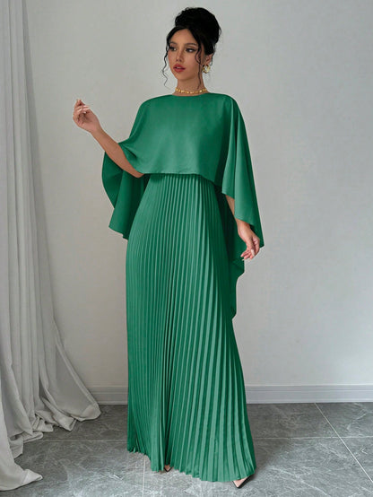 Robe plissée maxi femme unie printemps automne