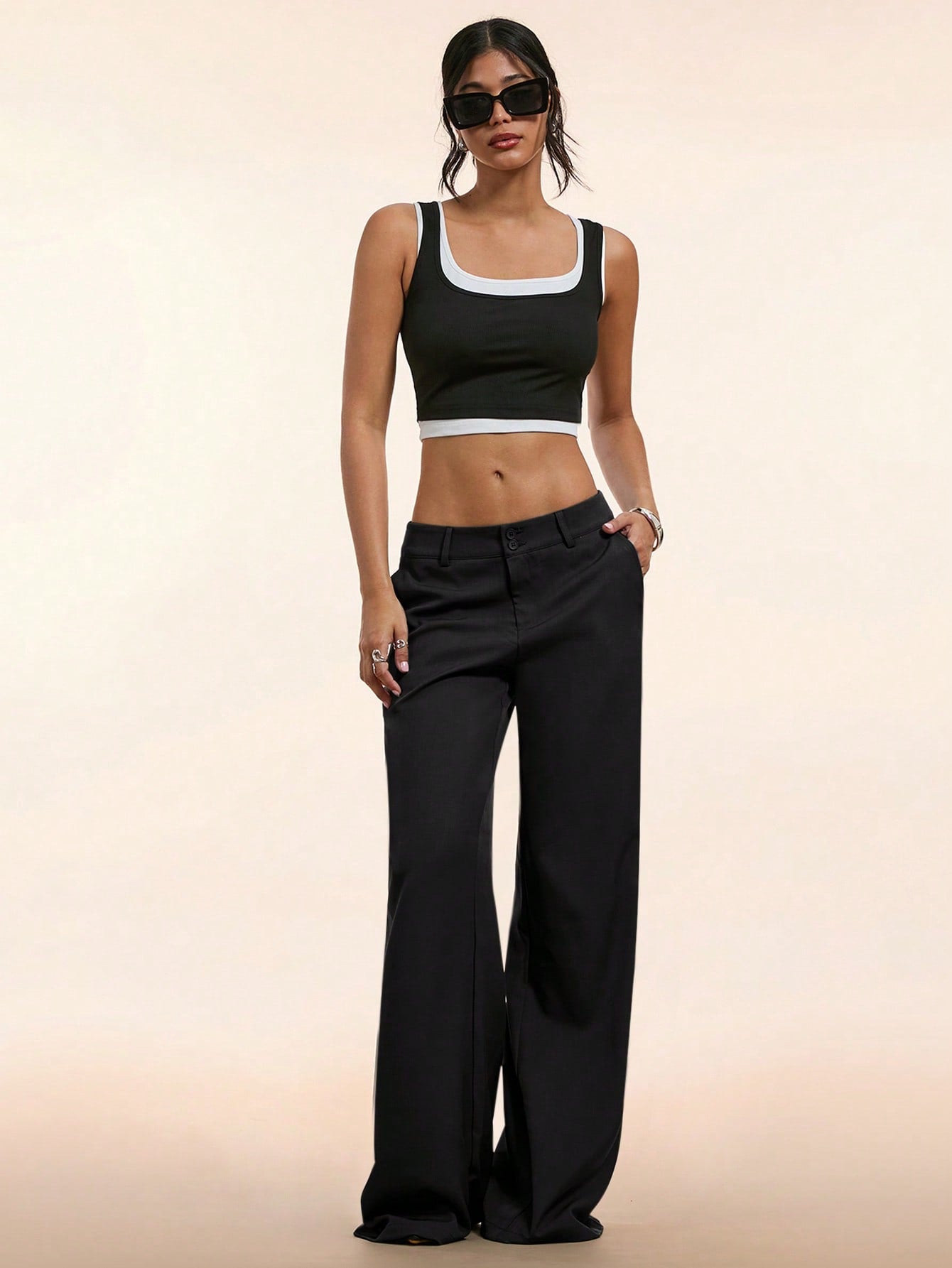 Pantalon évasé taille basse Forever 21