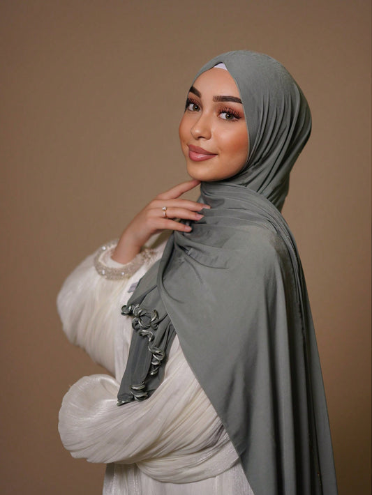 Hijab en viscose doux avec bordure ondulée - Foulard voile quotidien