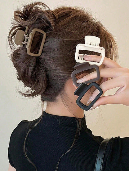 Clips à cheveux 4 pièces - 5 cm - Noir, blanc, marron, kaki