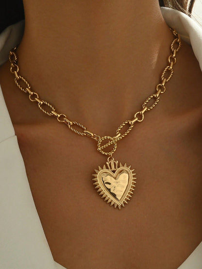 Collier cœur martelé argent, chaîne torsadée, pour femme
