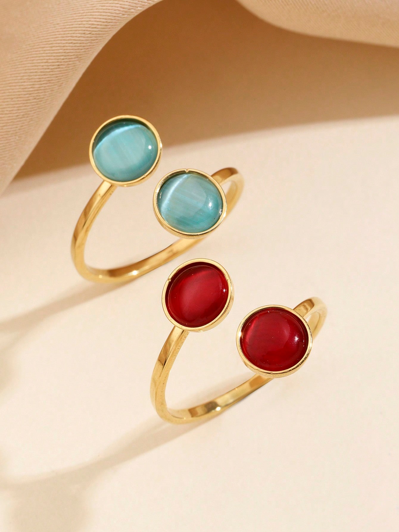 Bague de fiançailles bohème zircone rose, vert ou bleu aqua