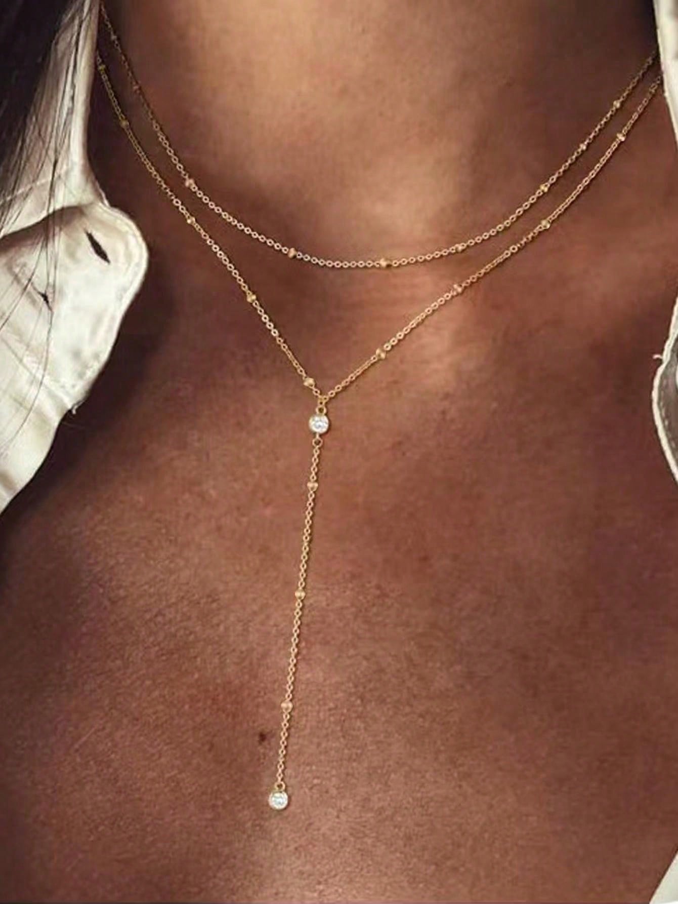 Collier pendentif Y strass pour femmes