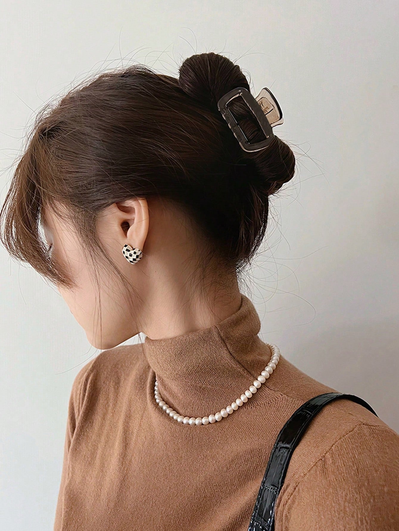 Clips à cheveux carrés 4 pièces, plastique, 5 cm, noir et marron
