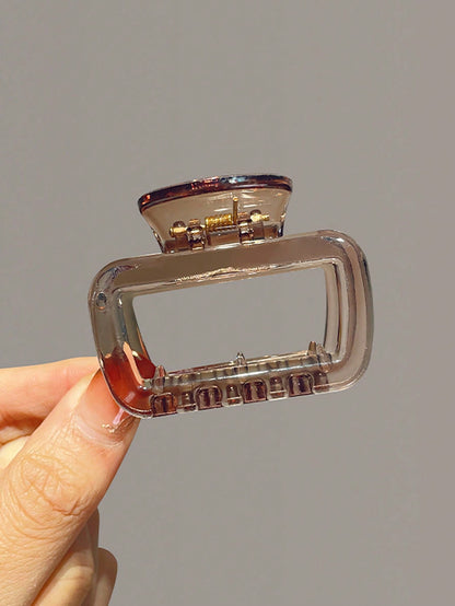Clips à cheveux carrés 4 pièces, plastique, 5 cm, noir et marron