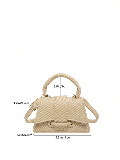 Pochette femme carrée mini en cuir uni
